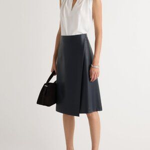 Modern Citizen Alba Asymmetric Vegan Leather Skirt Size LNavy / L